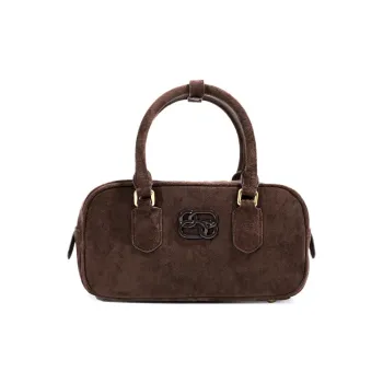 TOMATO&POTATO Suede Leather Handbag Regular Women's Dark Brown