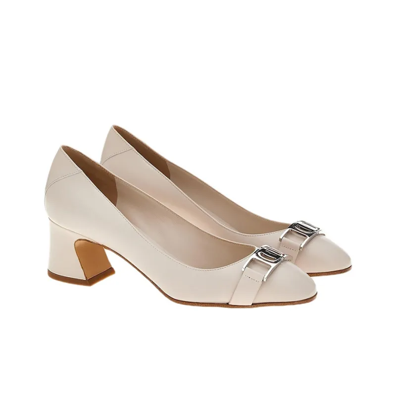 FERRAGAMO Vara Spool Heel High Heels Women's White-2