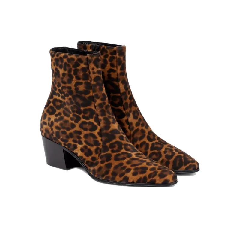 SAINT LAURENT Vassili Ankle Boots 6cm Men's Coffee-4