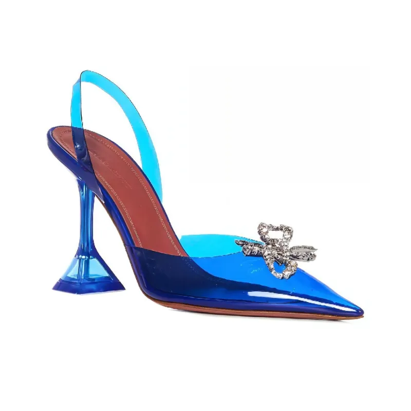 AMINA MUADDI Begum 95mm Glass PVC Sling Electric Blue-1