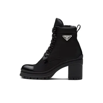 PRADA 55mm Laced Booties Black Nylon Women's