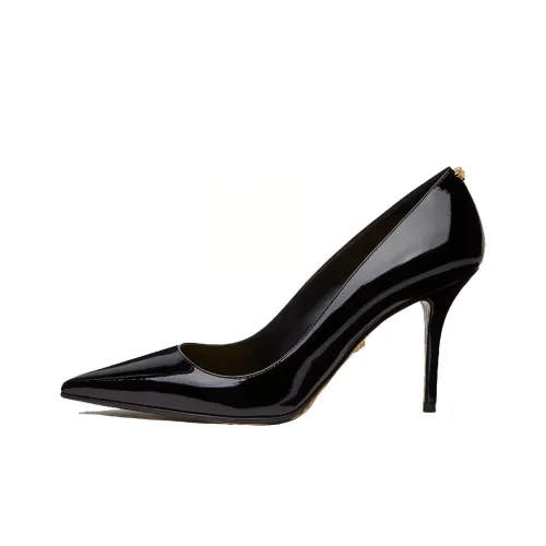 FANSIZHE Barocco Slim Heel High Heels 8.5cm Women's Black Gold