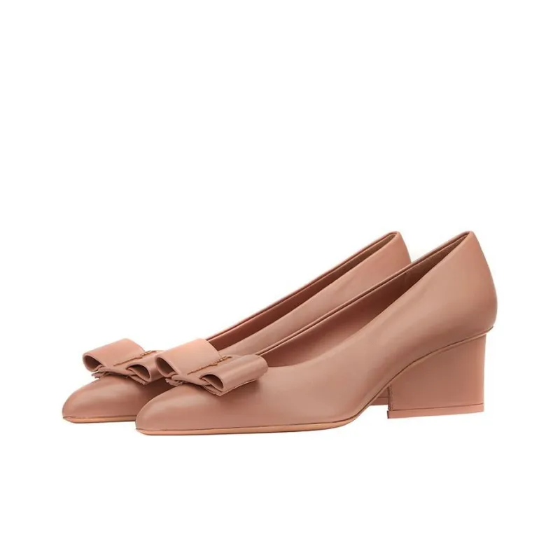 FERRAGAMO Viva Chunky Heel High Heels 5.5cm Women's Dark Pink-1