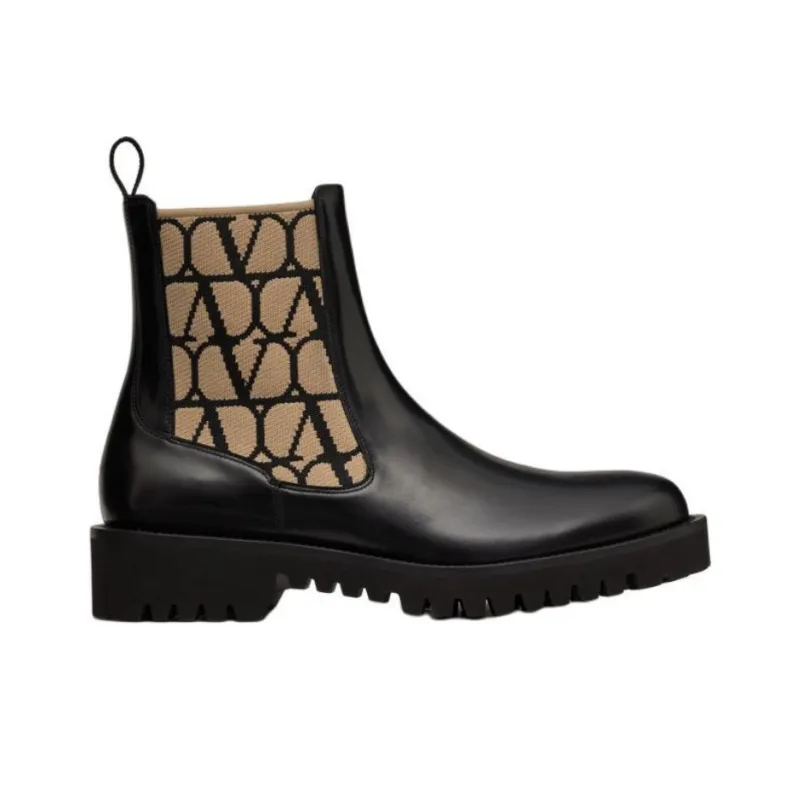 Valentino Short Chelsea Boots Men's Black-1