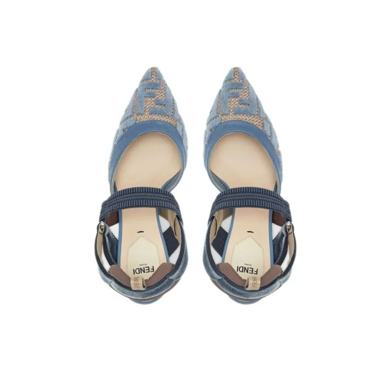 FENDI Colibrì Ff Embroidered Slingback Velvet Pumps-2