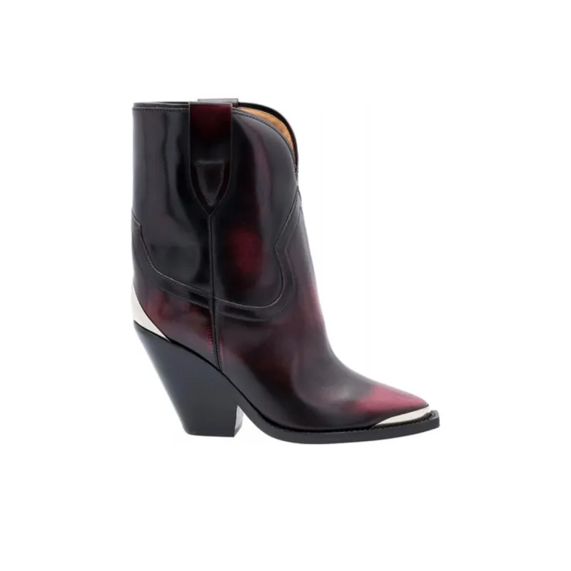 ISABEL MARANT Leyane Ankle Boots Women's Black Red-1