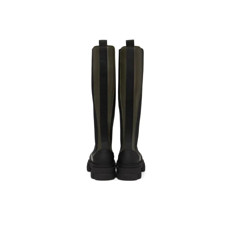 Alexander McQueen Tread Slick Knee High Boots Khaki Black Women's-3