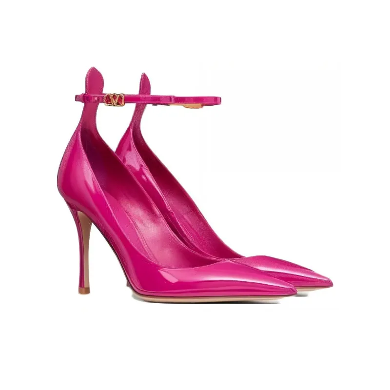 Valentino Slim Heel High Heels 10cm Women's Rose Red-1