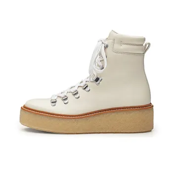 HERMES Discovery Ankle Boots Women's White Brown