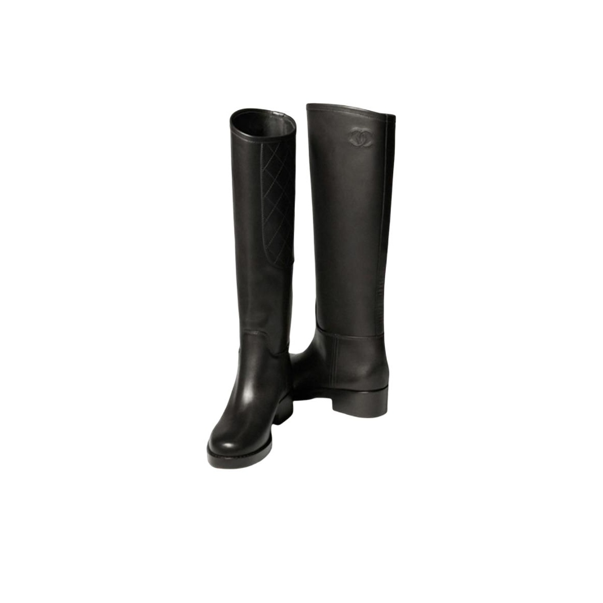 CHANEL Knee high Boots Women's Black - POIZON