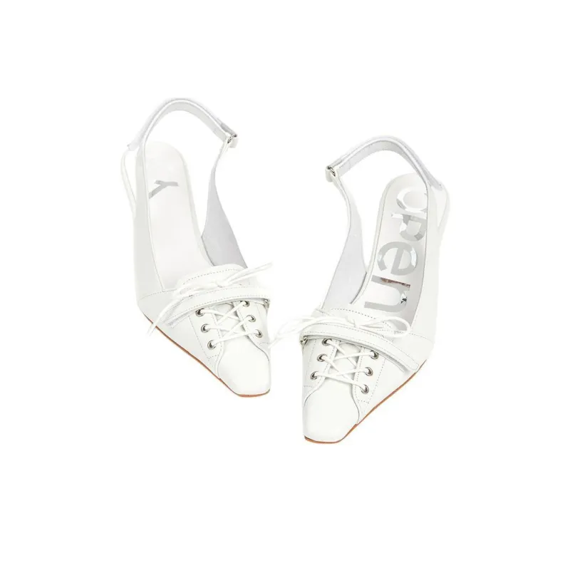 Open Yy Spool Heel High Heels Women's White-4