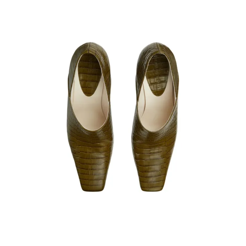 Bottega Veneta Lewis Irregular Heel High Heels 7.5cm Women's Olive Green-3