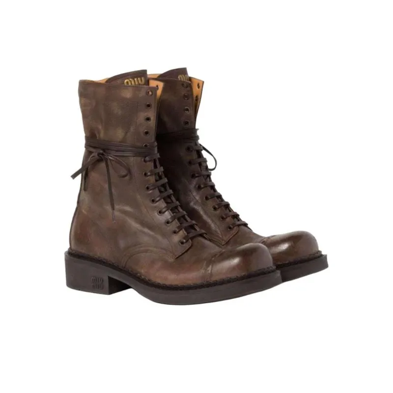 MIU MIU FW24 New Year Collection Ankle Boots 3.5cm Women's Brown-1