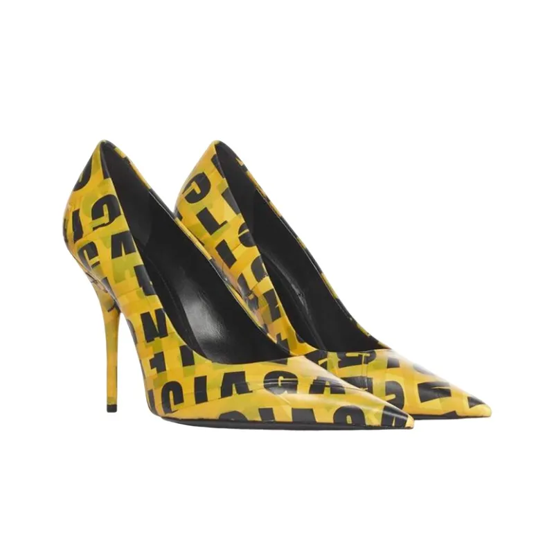 Balenciaga Knife Slim Heel High Heels 11cm Women's Yellow-2