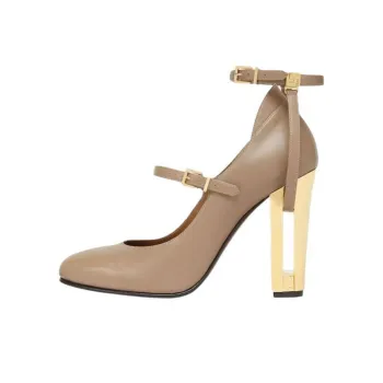 FENDI Chunky Heel High Heels 10.5cm Women's Gray