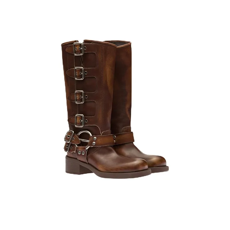 MIU MIU Buckle detail Leather Boots-3