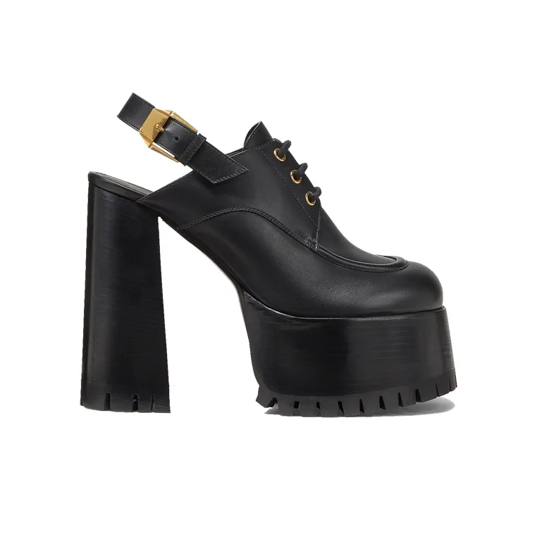 FANSIZHE Medusa Juno Block Heel High Heels Women's Black-1