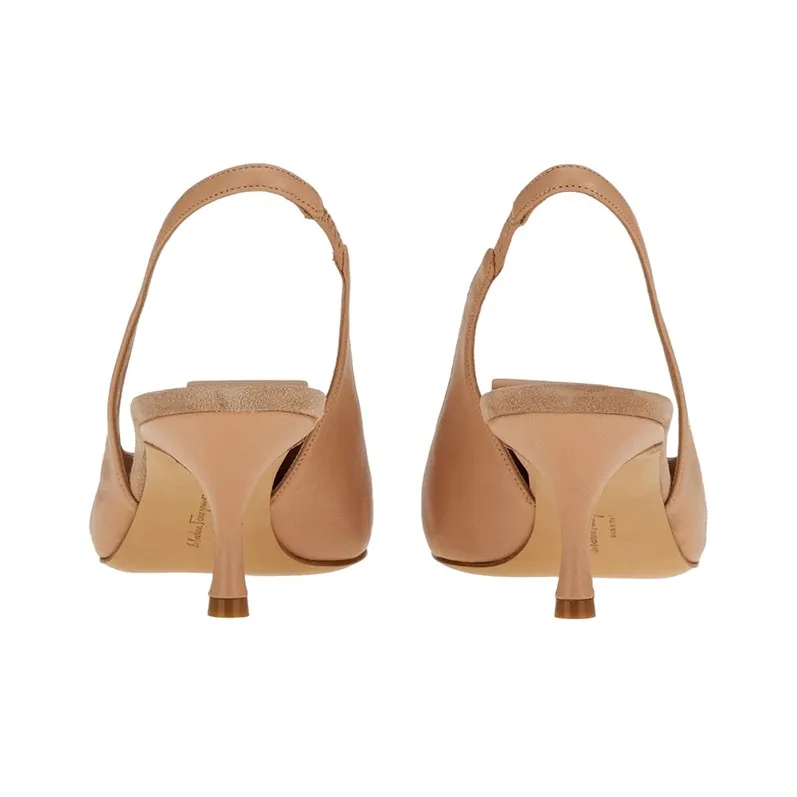 FERRAGAMO Slim Heel High Heels Women's Beige-3
