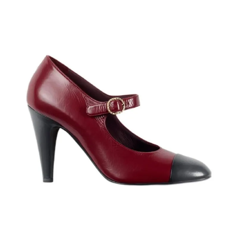 CHANEL Cone Heel High Heels Women's Burgundy-1