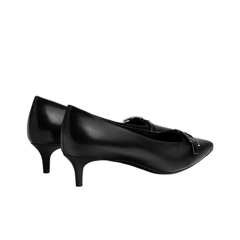 HERMES Blush Slim Heel High Heels 4cm Women's Black-3