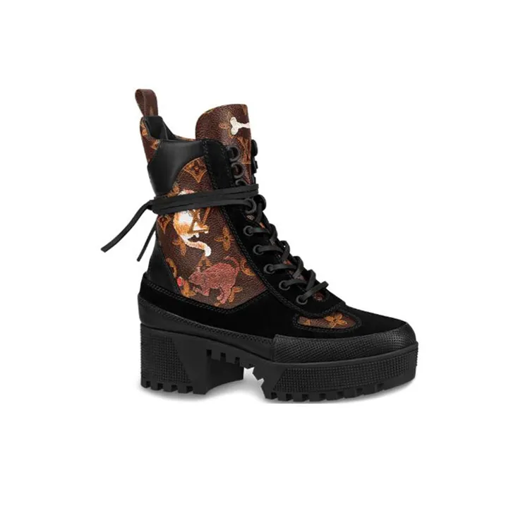 LOUIS VUITTON Lv Laureate Thick Sole Martin Boots Black Brown Women's-1