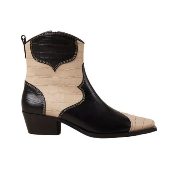 ALOHAS Ankle Boots 4cm Women's Beige Black-1
