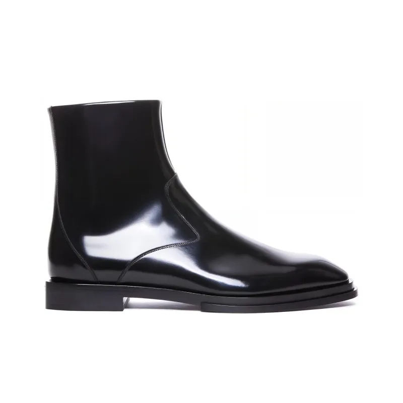 Alexander McQueen Logo Plaque Zip Up Boots-1