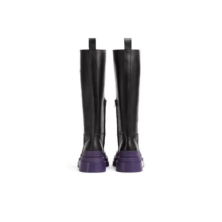 Bottega Veneta Tire Knee high Boots Women's Black Purple-4