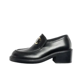 CHANEL Cc 55mm Loafers Black Shiny Calfskin Women's