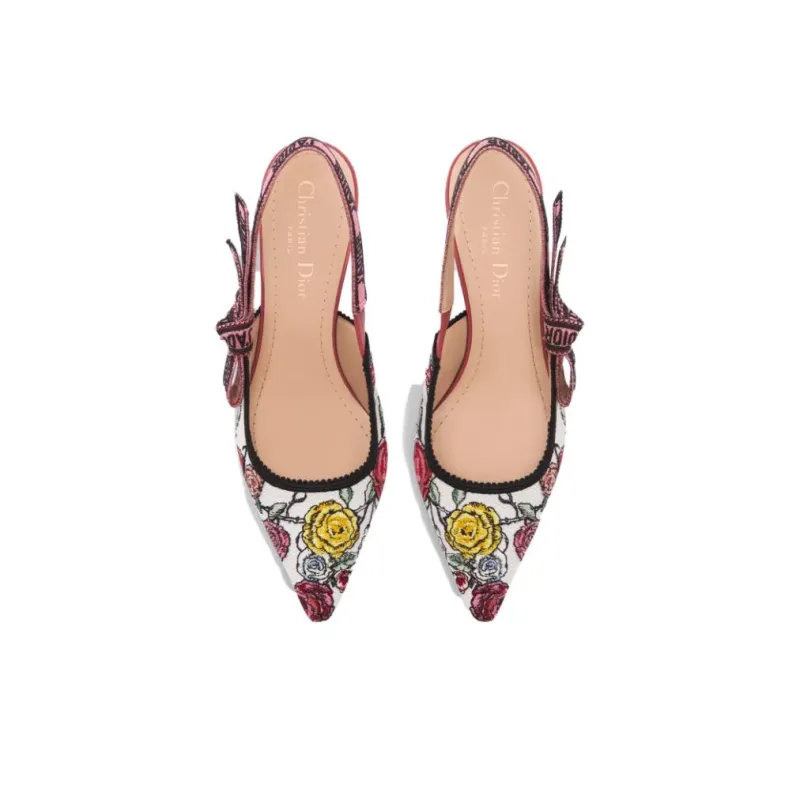 DIOR J'Adior Slim Heel High Heels 5cm Women's White Pink-4