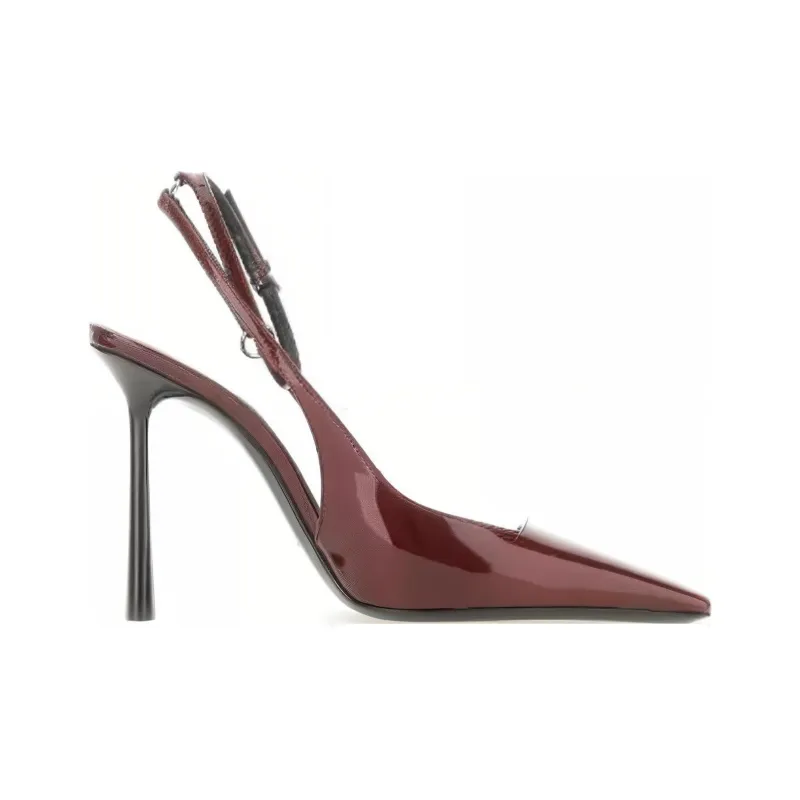 SAINT LAURENT CALISTA Slim Heel High Heels 10.5cm Women's Burgundy-1