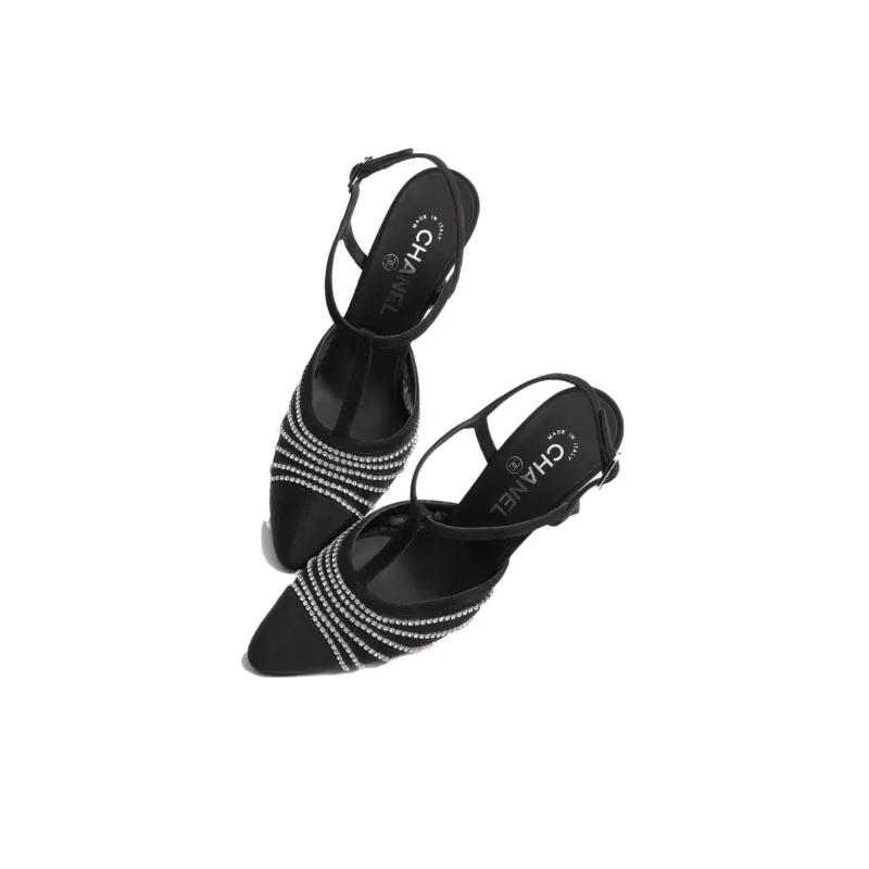 CHANEL Irregular Heel High Heels 8cm Women's Black-3