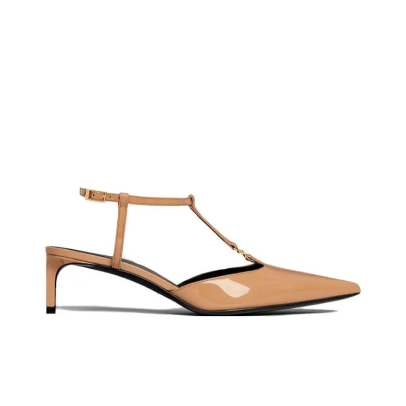 CELINE Kitten Patent T Bar Strap Pump Cappuccino Women's'ss-1
