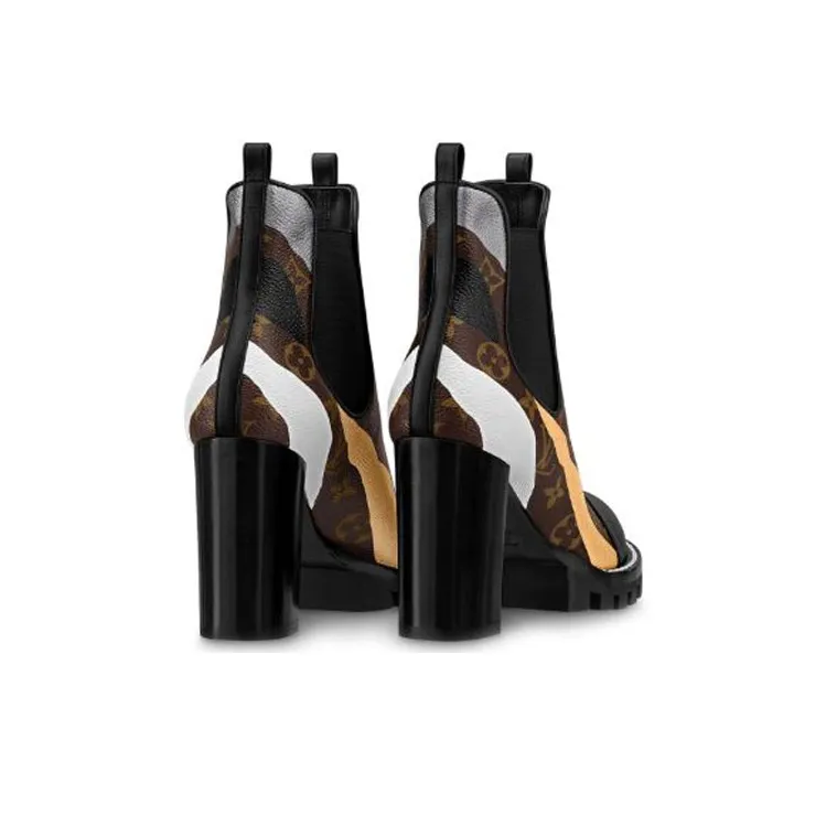 LOUIS VUITTON Lv X Lol Star Trail Small Cowhide Ankle Boots Black Brown Women's-3