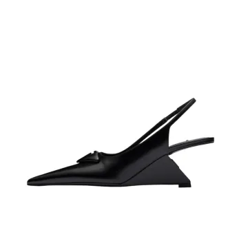 PRADA Women's Brushed Leather Slingback Pumps 'Black'