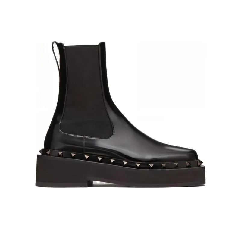 Valentino Garavani M-Way Rockstud Beatle Square Toe Boots Women's-1