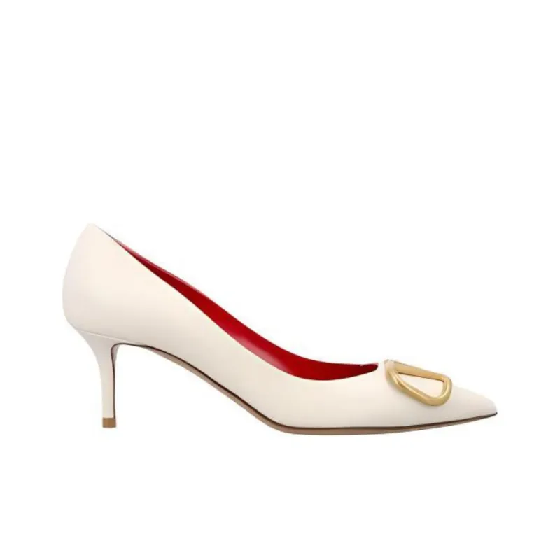 Valentino Vlogo Slim Heel High Heels 6cm Women's Beige-1