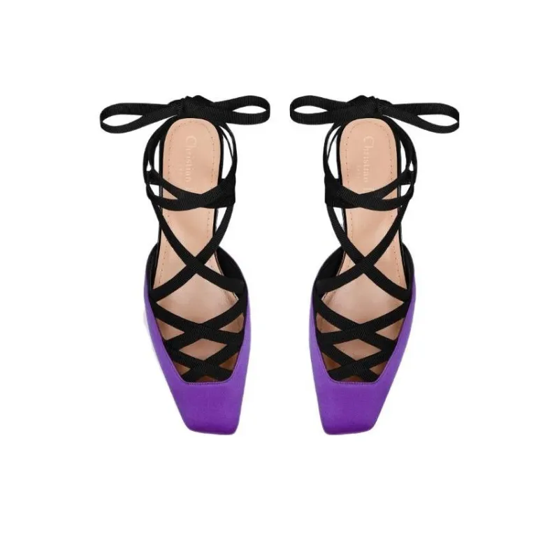 DIOR Cone Heel High Heels 4cm Women's Purple-4