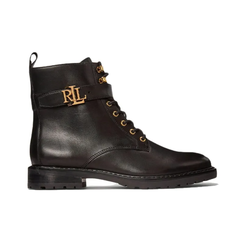 Lauren Ralph Lauren Burnished Logo plaque Lace up Leather Boots Women's-1