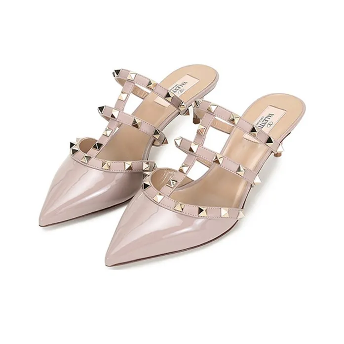 Valentino Rockstud Slim Heel High Heels Women's Pink-2