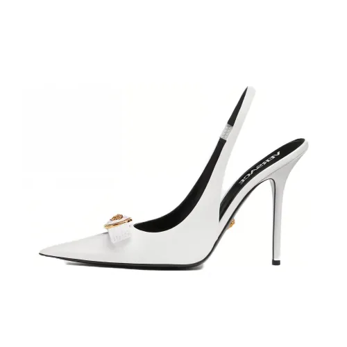 VERSACE Gianni Ribbon Slim Heel High Heels 12cm Women's White