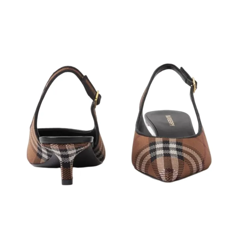 Burberry Check-pattern Slingback Pumps-3
