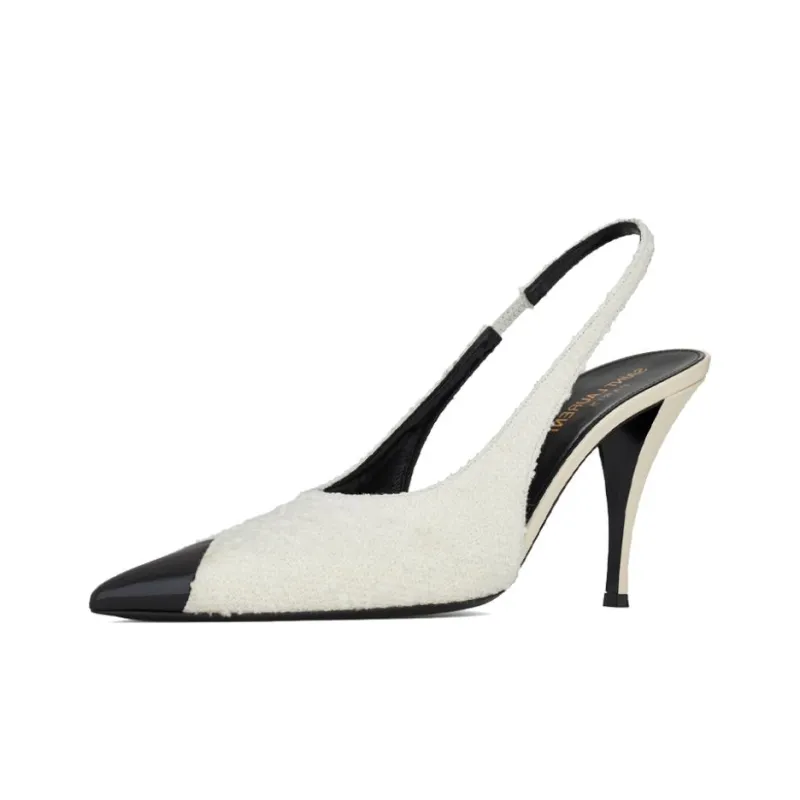 SAINT LAURENT Vesper Slim Heel High Heels 9cm Women's White-2
