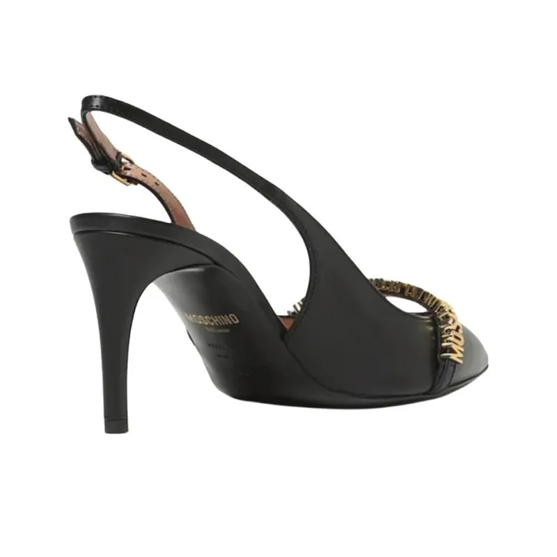 MOSCHINO 85mm Logo-lettering Slingback Pumps-4
