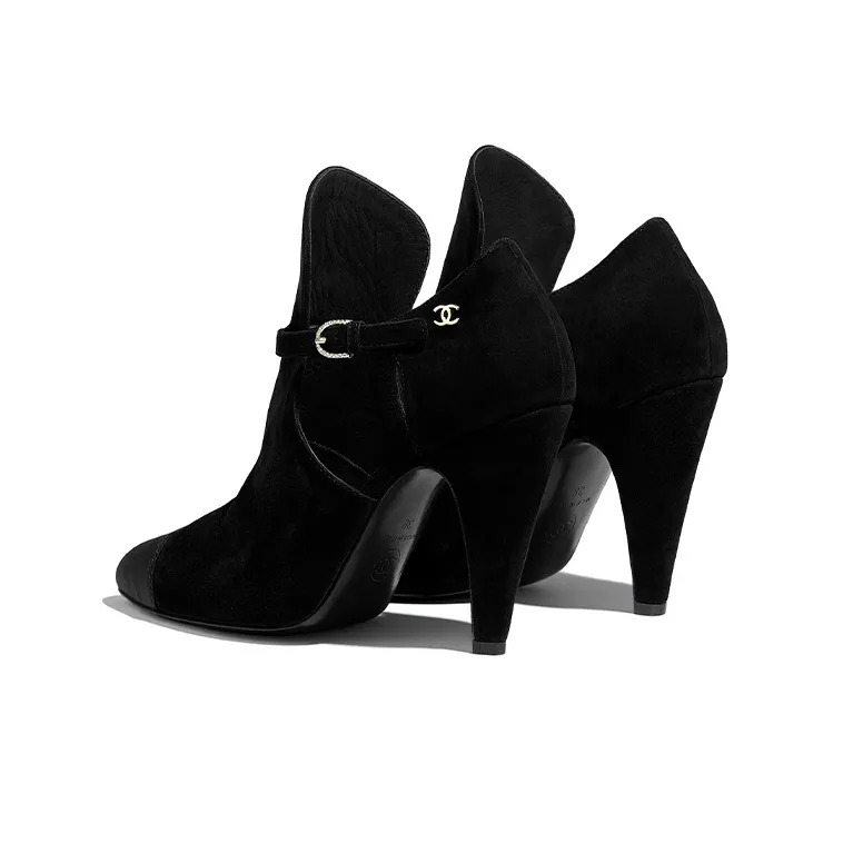 CHANEL Cone Heel High Heels 10.5cm Women's Black-3