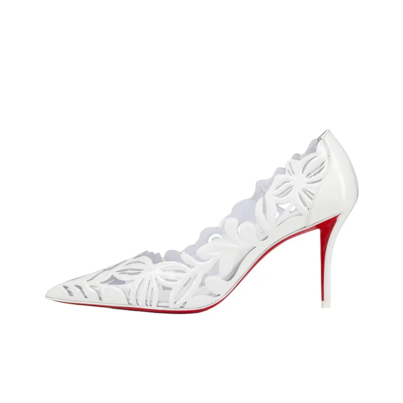 CL LUBOTING Apostropha Petunia Slim Heel High Heels 8cm Women's White-0