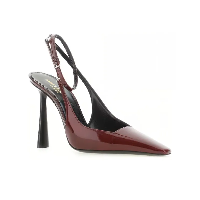 SAINT LAURENT CALISTA Slim Heel High Heels 10.5cm Women's Burgundy-2