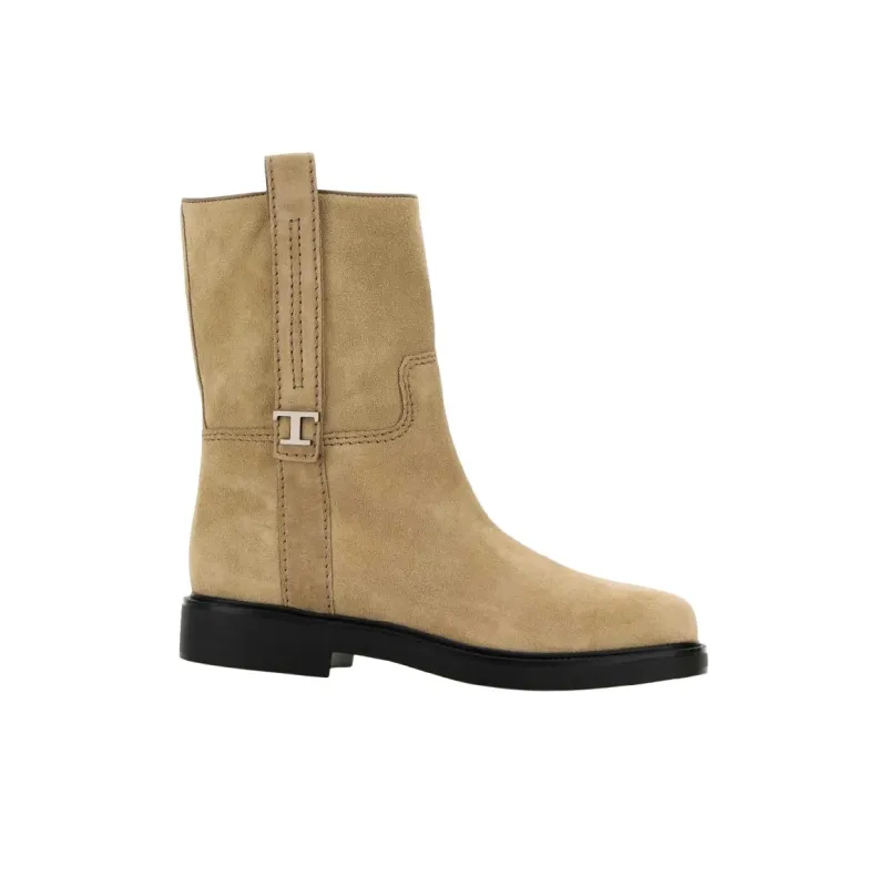 TOD'S T Plaque Round Toe Ankle Boots Women's-1