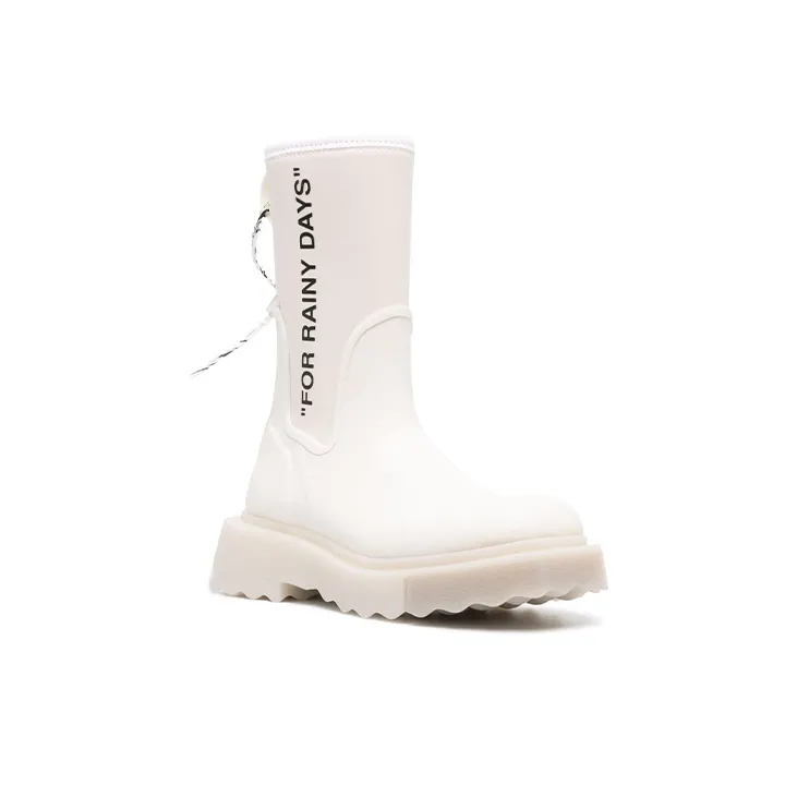 OFF WHITE 'For Rainy Days' Rain Boots White Women's-2