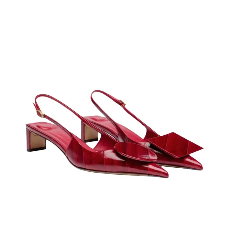 Jacquemus Les Block Heel High Heels 4cm Women's Deep Red-2
